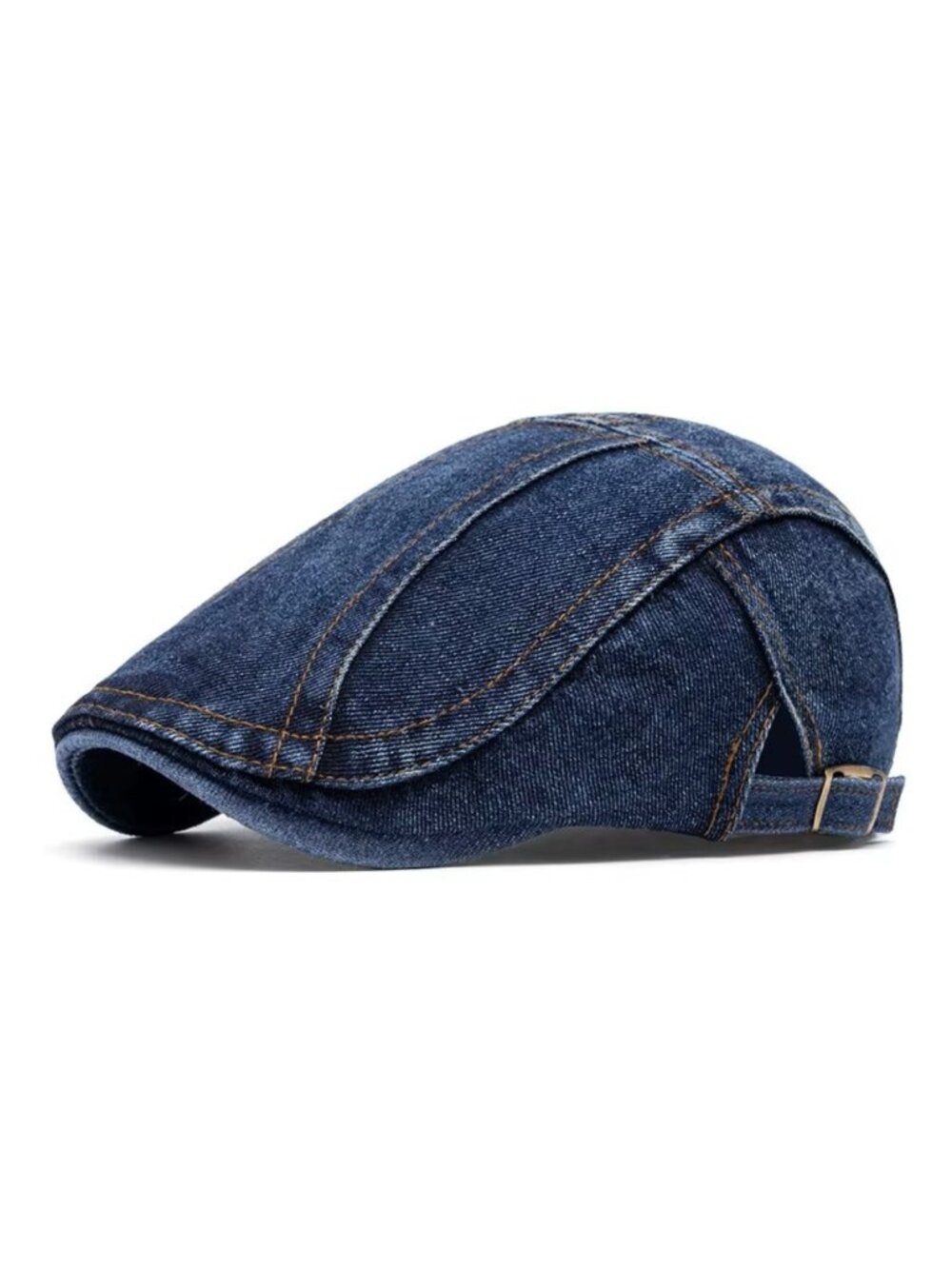 Mens Navy Blue Denim Flat Cap Newsboy Ivy Driving Golf Cabbie Hat Vintage Casual